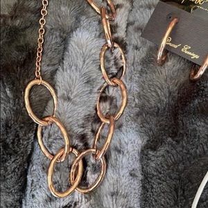 Rose gold set necklace and earrings